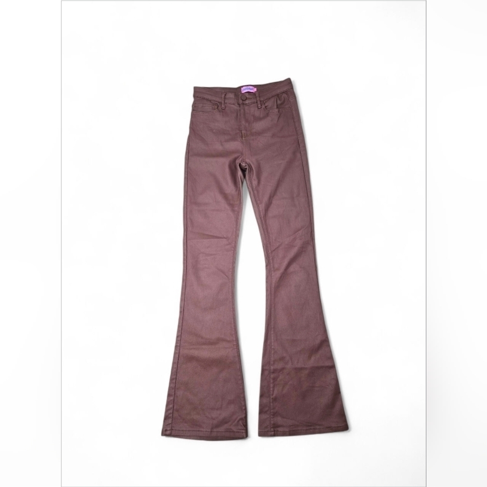 Edikted Luna Faux Leather Flare Pants Size Medium - Picture 3 of 16